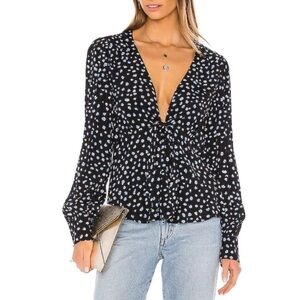 Sanctuary Womens Ella Print Tie Front Blouse